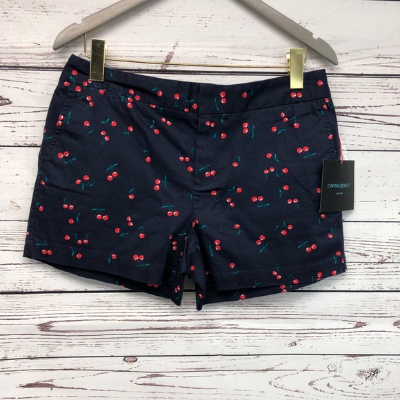 Cynthia Rowley Pants - Cynthia Rowley navy blue shorts with cherries NWT
